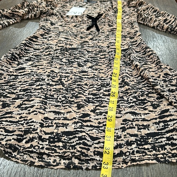 ZARA Textured Animal Print Ruched Puff Sleeve Mini Dress XS NWT - Picture 15 of 15